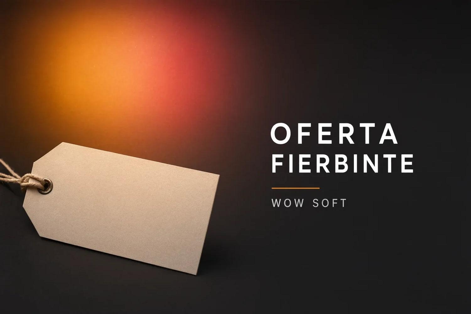 Etichetă de preț pe fundal cald, colecția Oferta Fierbinte a Săptămânii de la WOW SOFT