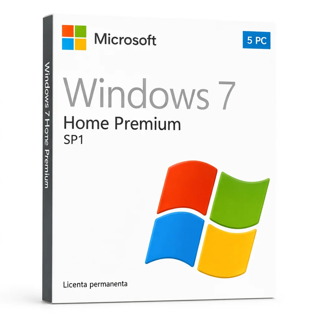 Licență Windows 7 Home Premium SP1 5 PC - Activare Online Microsoft