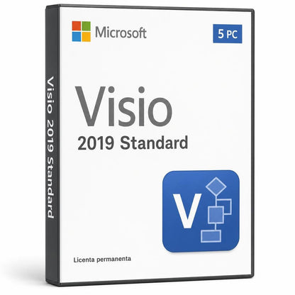 Licență Visio 2019 Standard 5 PC - Activare Online Microsoft