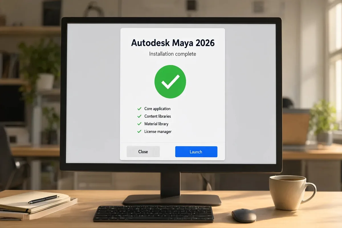 Instalarea Autodesk Maya finalizata pe calculator