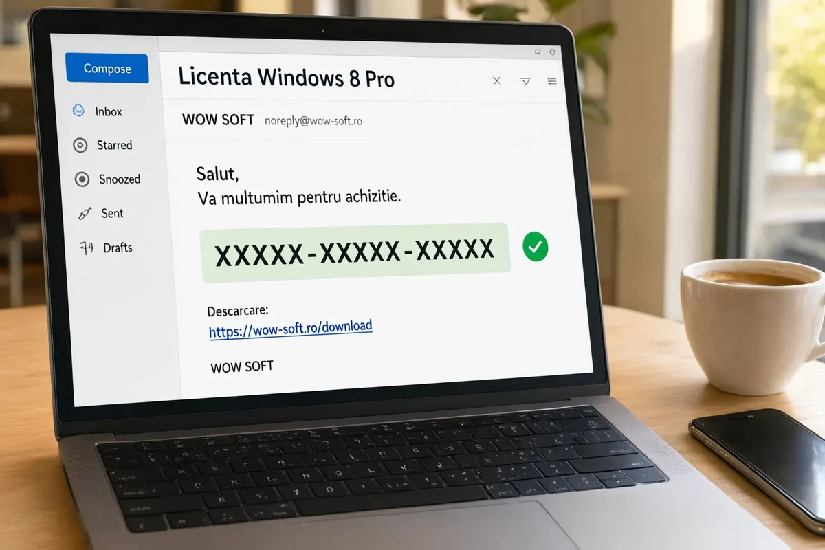 Cheia de activare Windows 8 Pro primită pe email