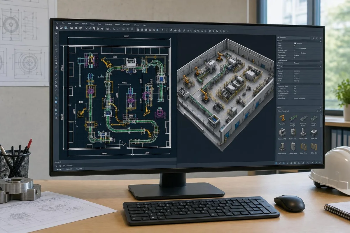 Layout de fabrica proiectat cu Factory Design Utilities