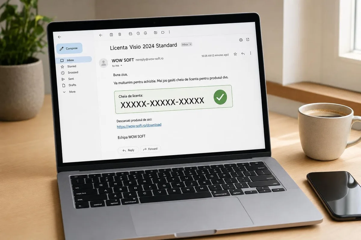 Cheia de activare Visio 2024 Standard primită pe email