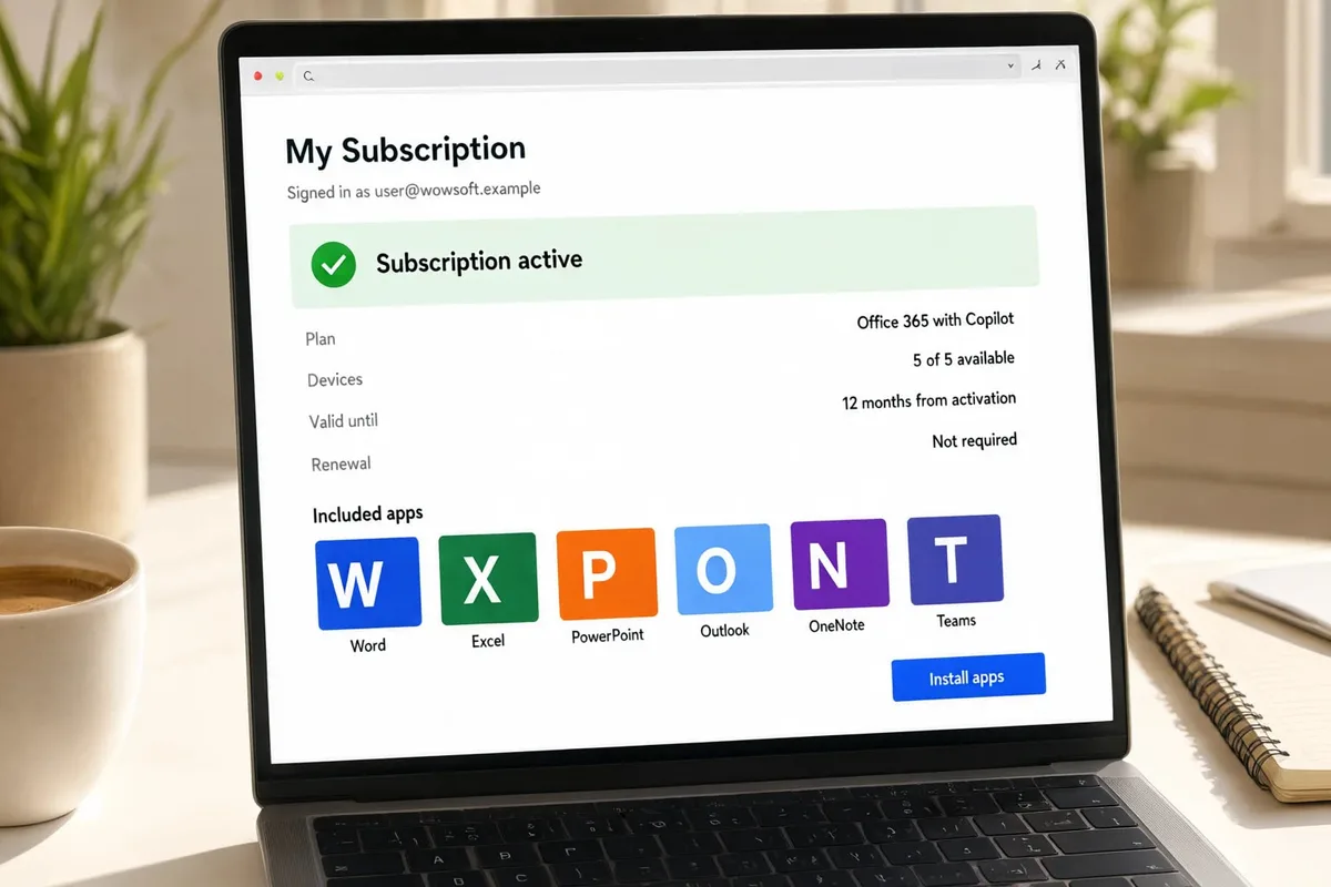 Contul Office 365 activ, cu abonamentul valabil un an