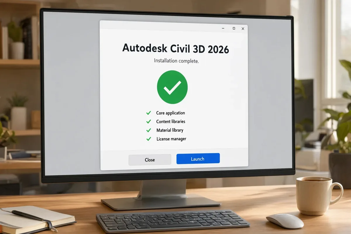 Instalarea Autodesk Civil 3D finalizata pe calculator