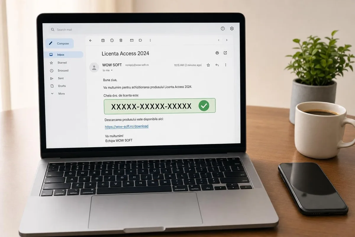 Cheia de activare Access 2024 primită pe email