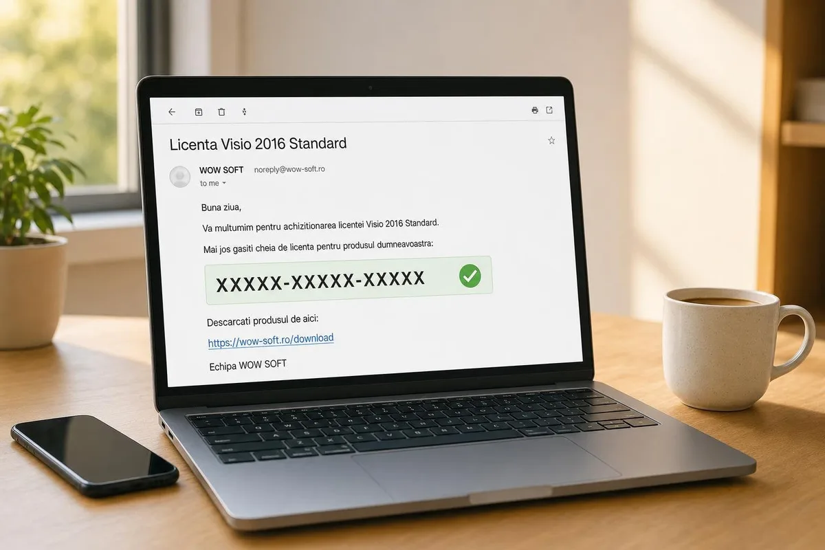 Cheia de activare Visio 2016 Standard primită pe email